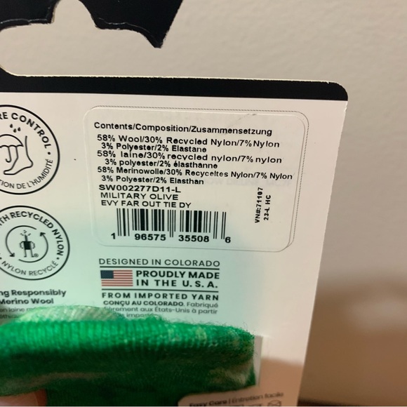 Smartwool Everyday Socks, Tie Dye Green, Unisex size Large or Medium, No Show - Picture 3 of 3